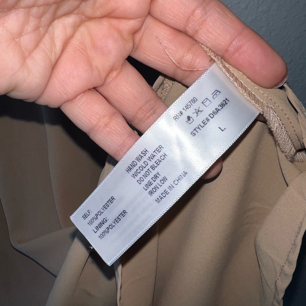 CAMELLIA Y2K Tan Beautiful Open Side Zipper MIDI Dress Size L. - Picture 12 of 12